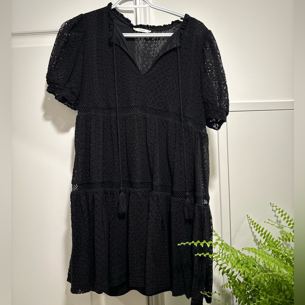 Reserved Black Eyelet Mini Dress